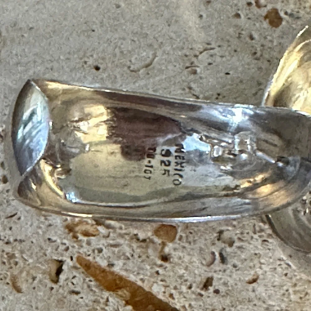 Vintage Heavy Mexico 925 Sterling Silver Earrings Boho 1.5” - Picture 6 of 12